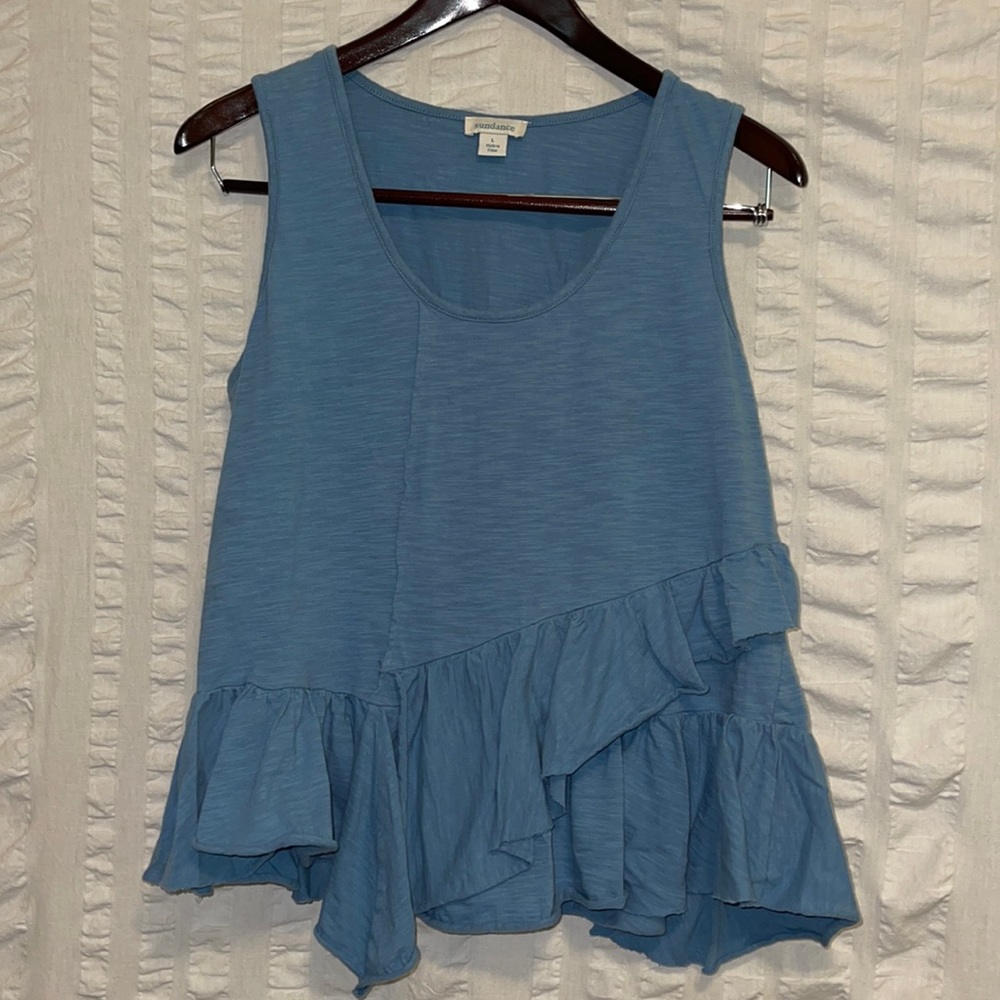 Sundance Dusty Blue Ruffle Tank - Picture 2 of 7